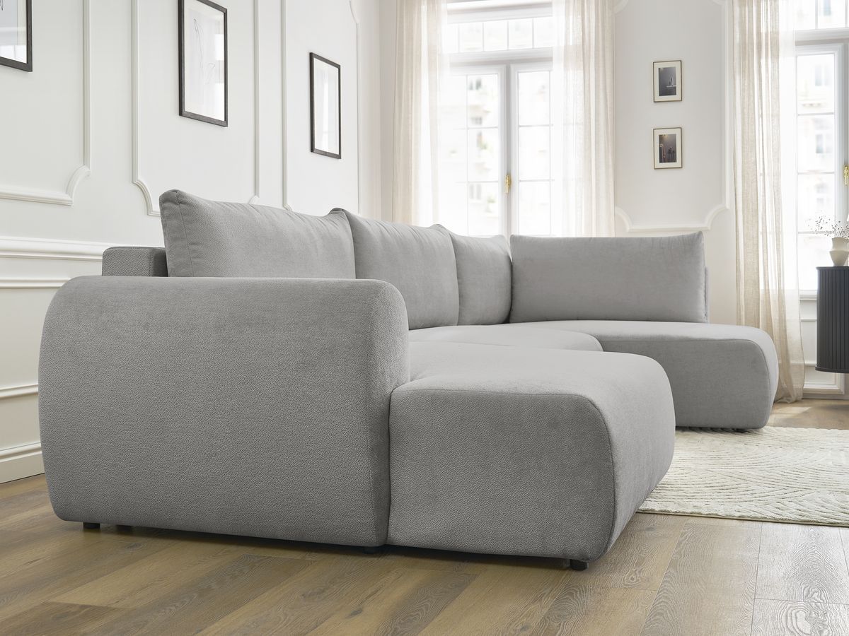 LUCIEN panoramische slaapbank met opbergvak, gladde stof