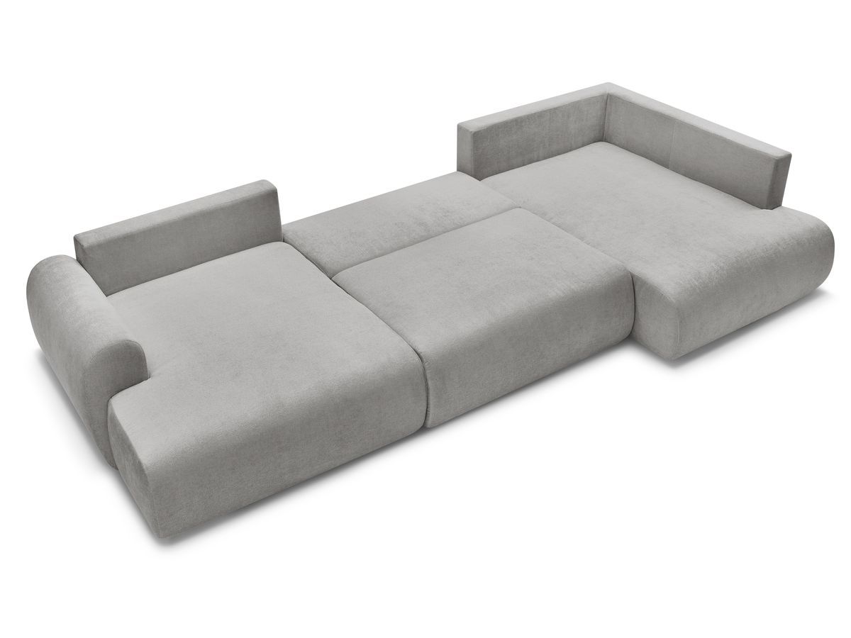 LUCIEN panoramische slaapbank met opbergvak, gladde stof