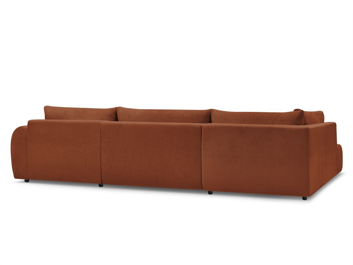 Canapé d'angle fixe EVEREST tissu chiné - Orange - Angle droit - 10 coussins