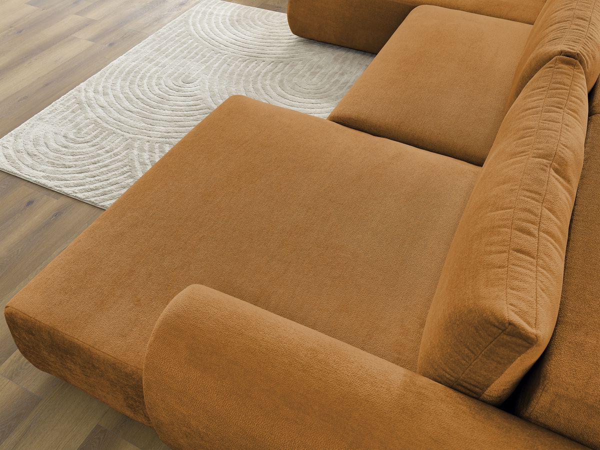 LUCIEN panoramische slaapbank met opbergvak, gladde stof