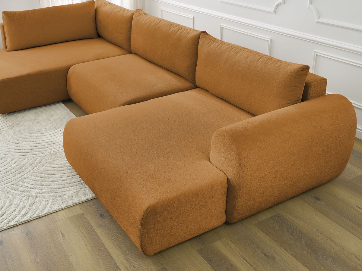 LUCIEN panoramische slaapbank met opbergvak, gladde stof