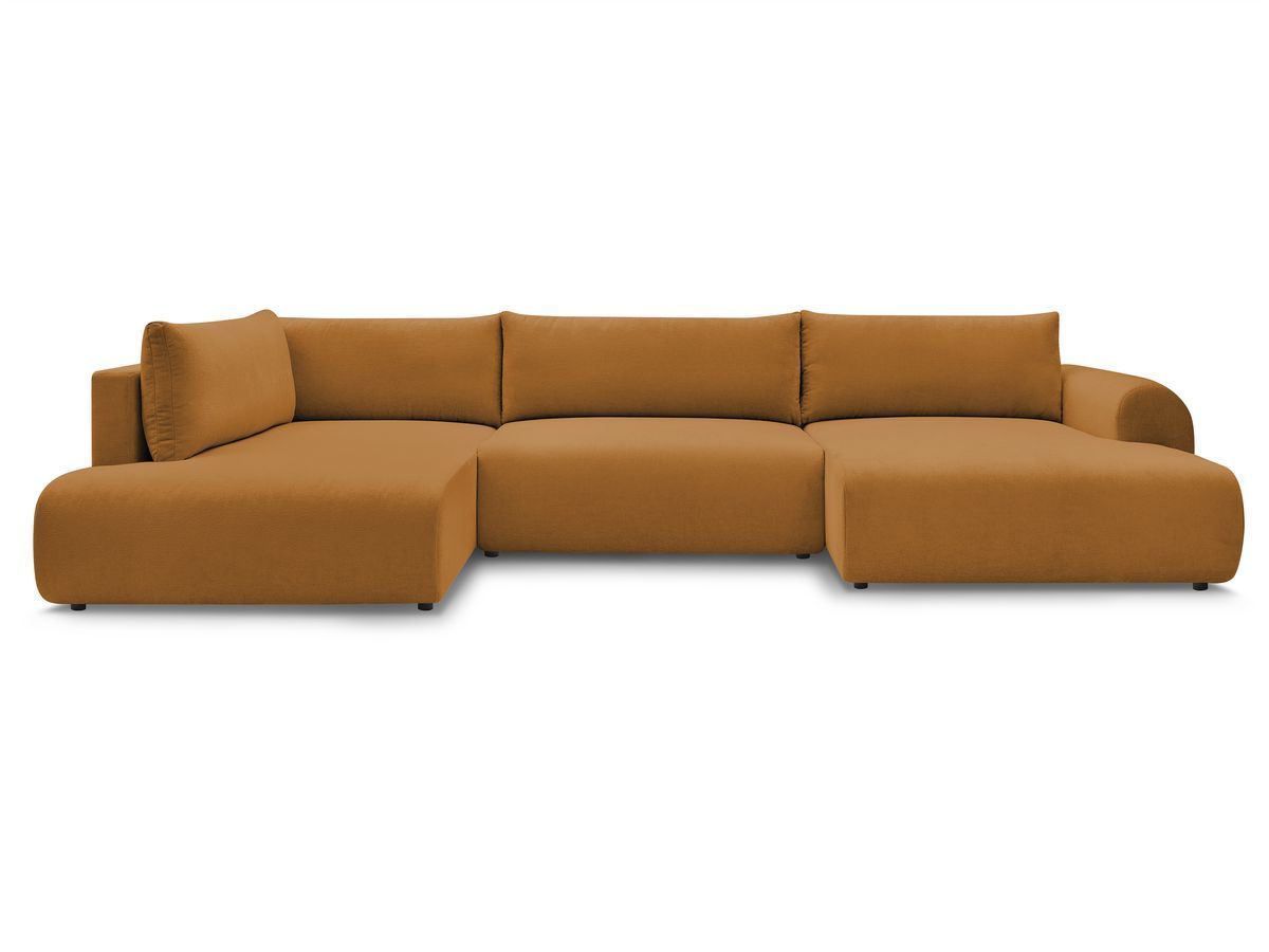 LUCIEN panoramische slaapbank met opbergvak, gladde stof