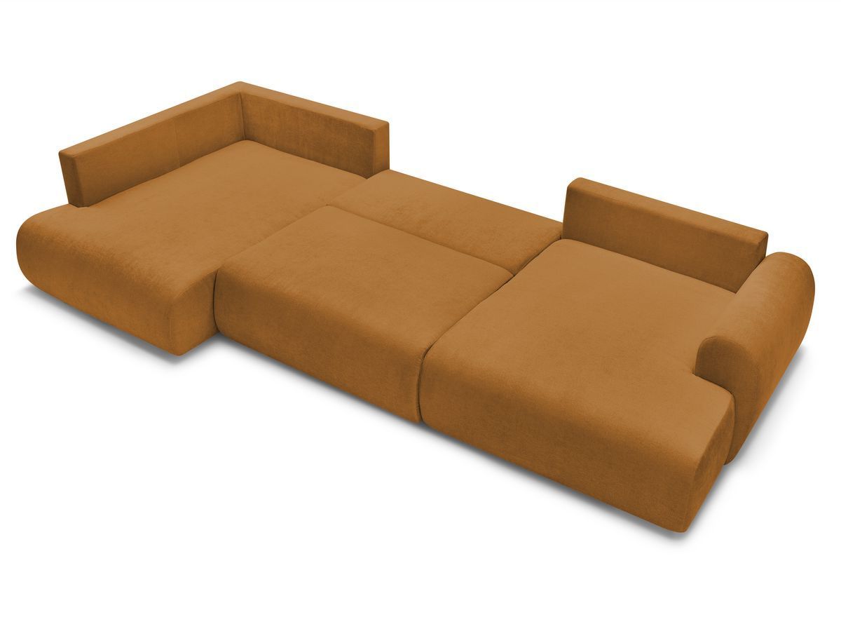 LUCIEN panoramische slaapbank met opbergvak, gladde stof