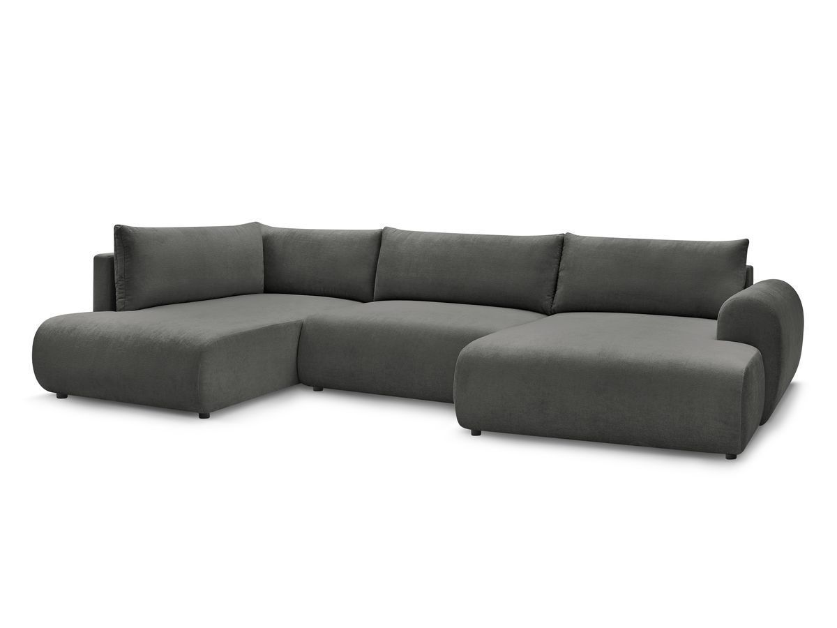 LUCIEN panoramische slaapbank met opbergvak, gladde stof