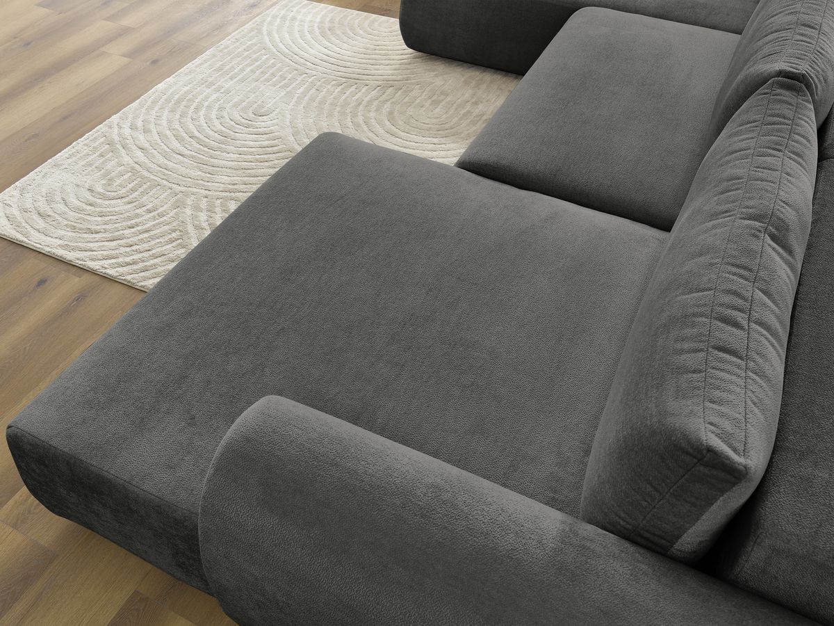 LUCIEN panoramische slaapbank met opbergvak, gladde stof