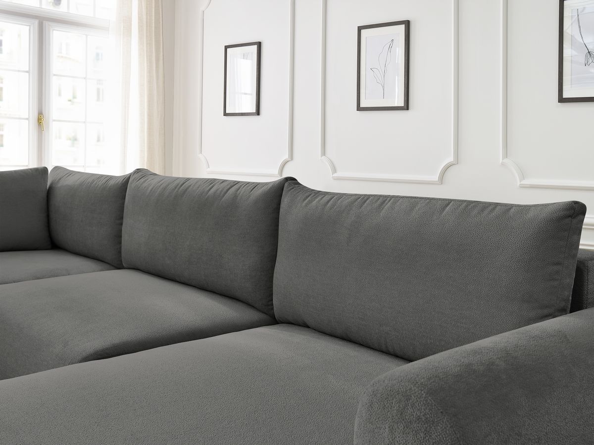 LUCIEN panoramische slaapbank met opbergvak, gladde stof