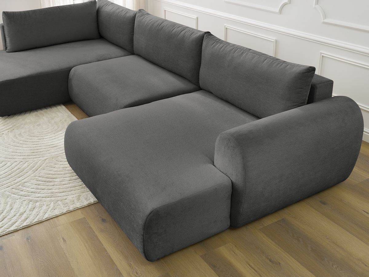 LUCIEN panoramische slaapbank met opbergvak, gladde stof