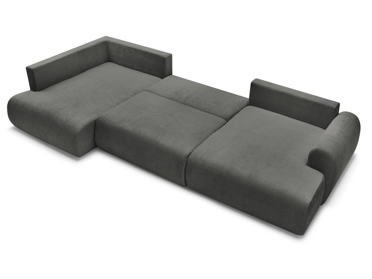 LUCIEN panoramische slaapbank met opbergvak, gladde stof