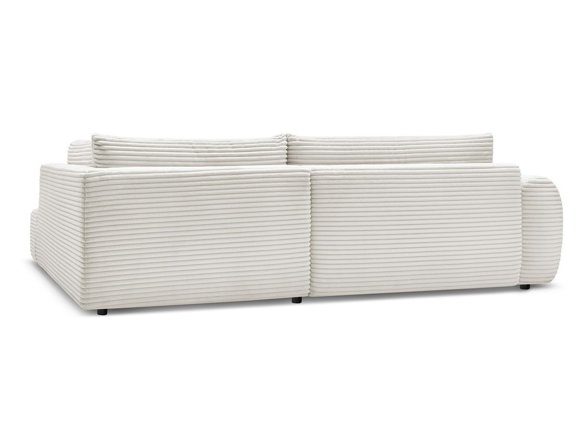 Canapé d'angle L convertible coffre LUCIEN gros côtelé doux avec pouf