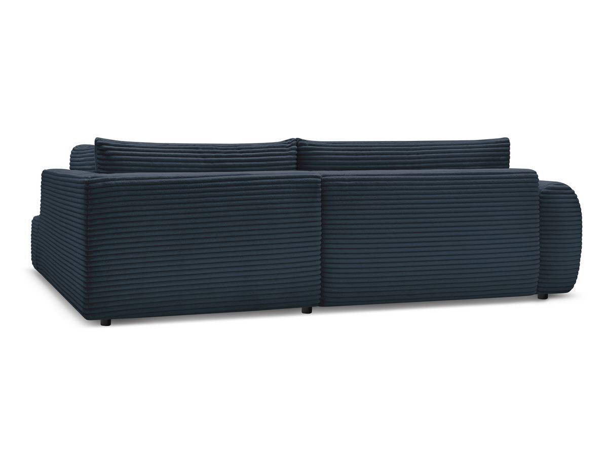 Canapé d'angle L convertible coffre LUCIEN gros côtelé doux avec pouf