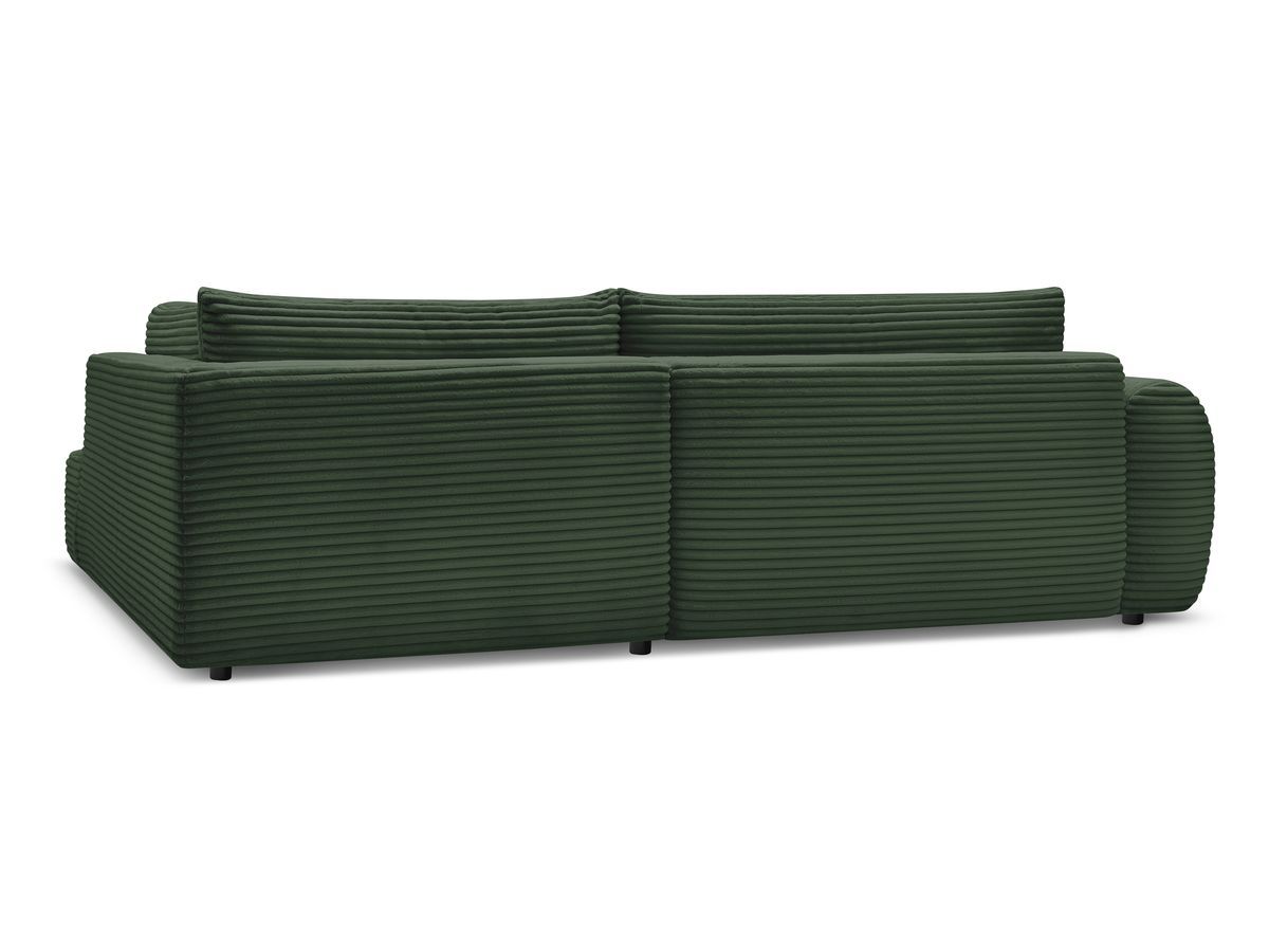 Canapé d'angle L convertible coffre LUCIEN gros côtelé doux avec pouf