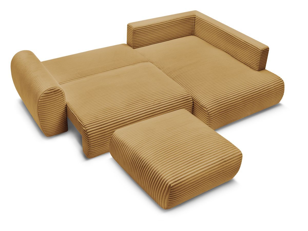 Canapé d'angle fixe EVEREST tissu chiné - Orange - Angle droit - 10 coussins