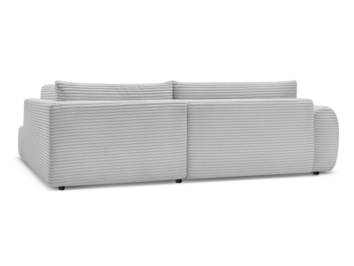 Canapé d'angle L convertible coffre LUCIEN gros côtelé doux avec pouf