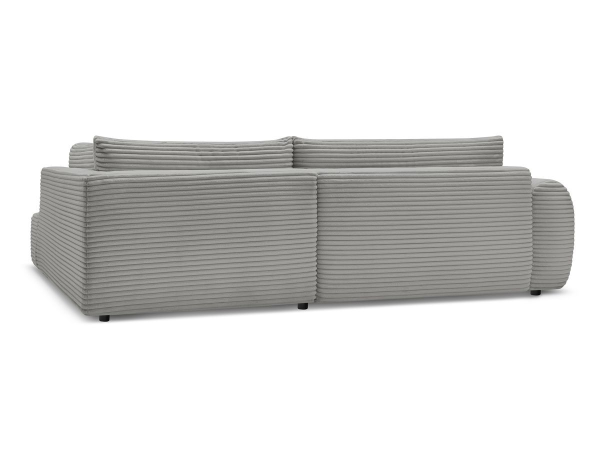 Canapé d'angle L convertible coffre LUCIEN gros côtelé doux avec pouf