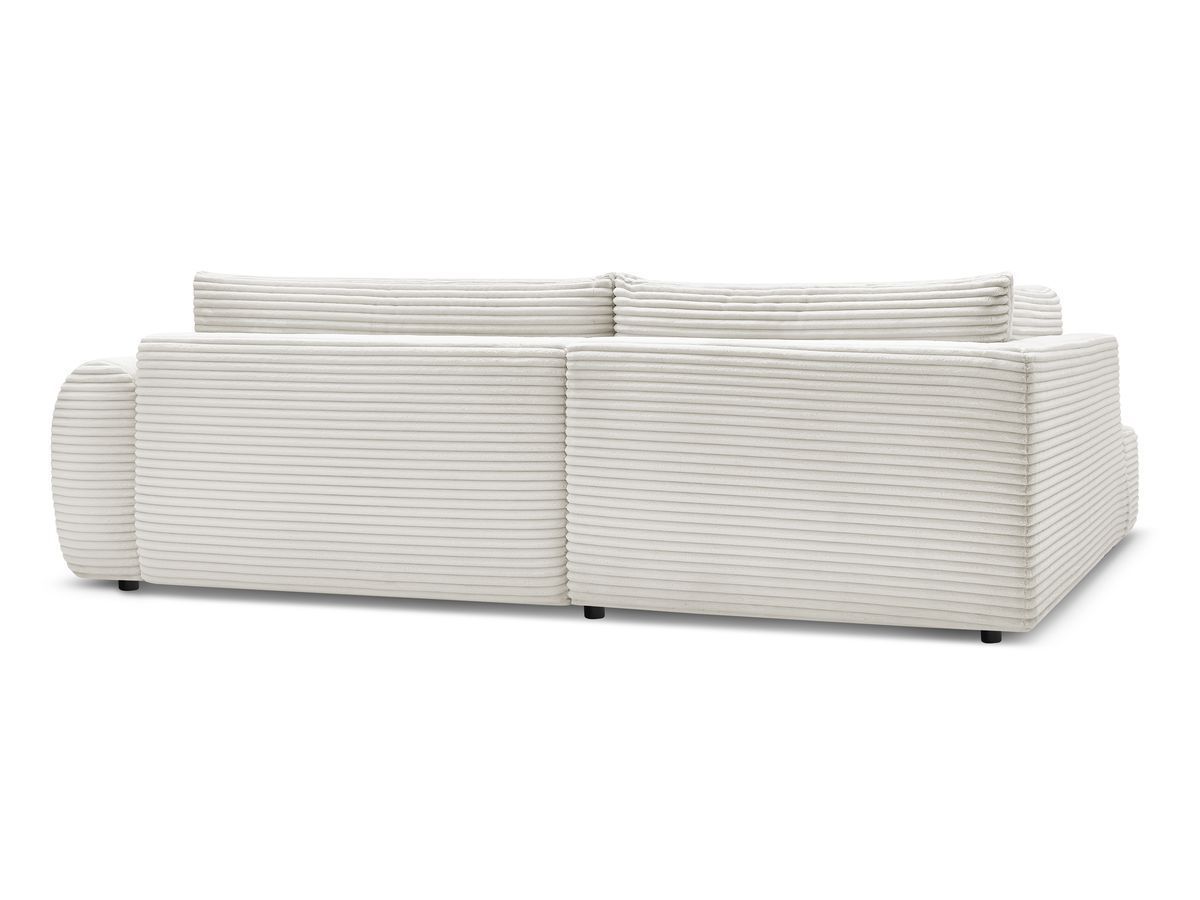 Canapé d'angle L convertible coffre LUCIEN gros côtelé doux avec pouf