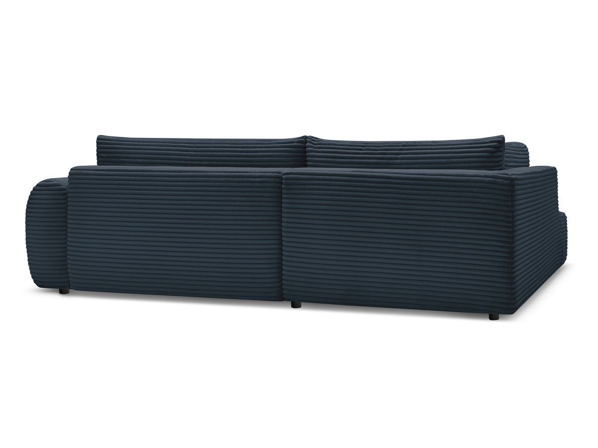 Canapé d'angle L convertible coffre LUCIEN gros côtelé doux avec pouf