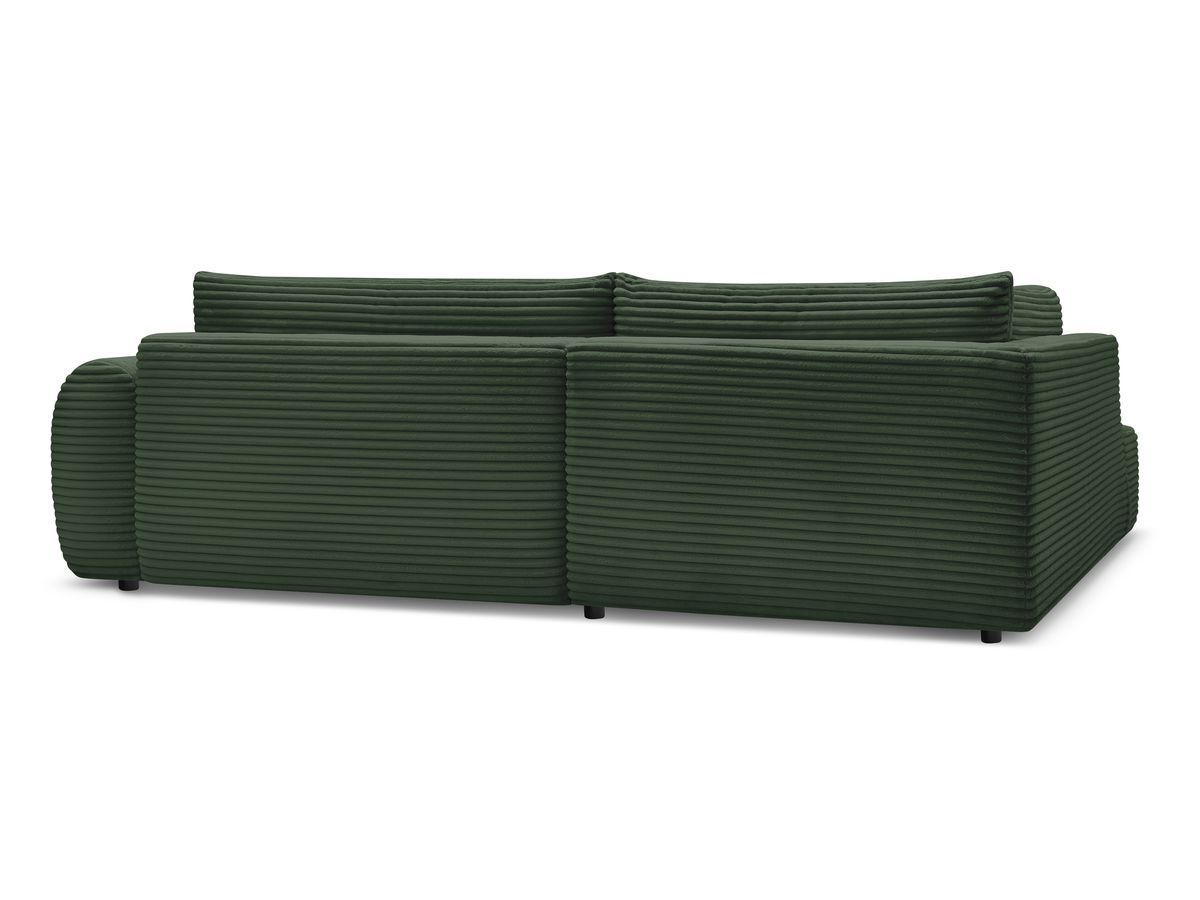 Canapé d'angle L convertible coffre LUCIEN gros côtelé doux avec pouf