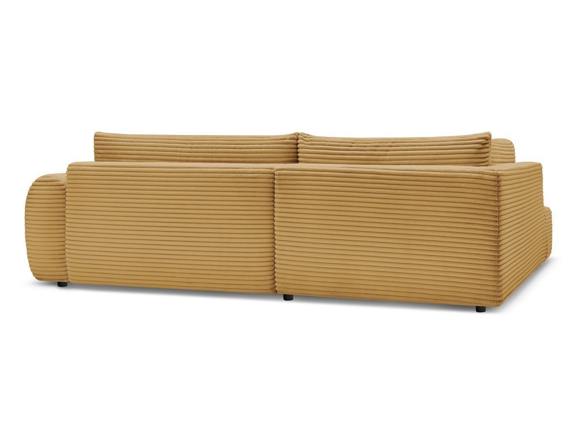Canapé d'angle L convertible coffre LUCIEN gros côtelé doux avec pouf