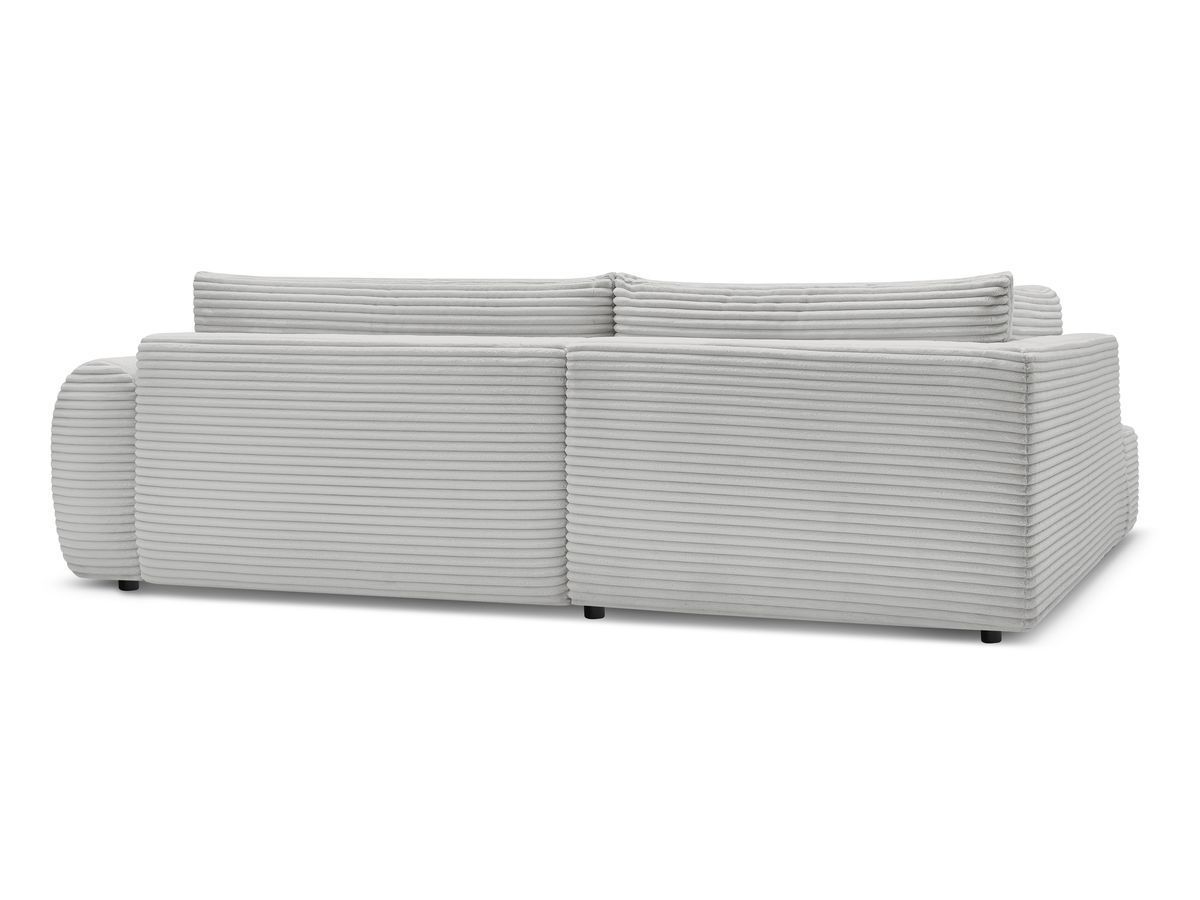 Canapé d'angle L convertible coffre LUCIEN gros côtelé doux avec pouf
