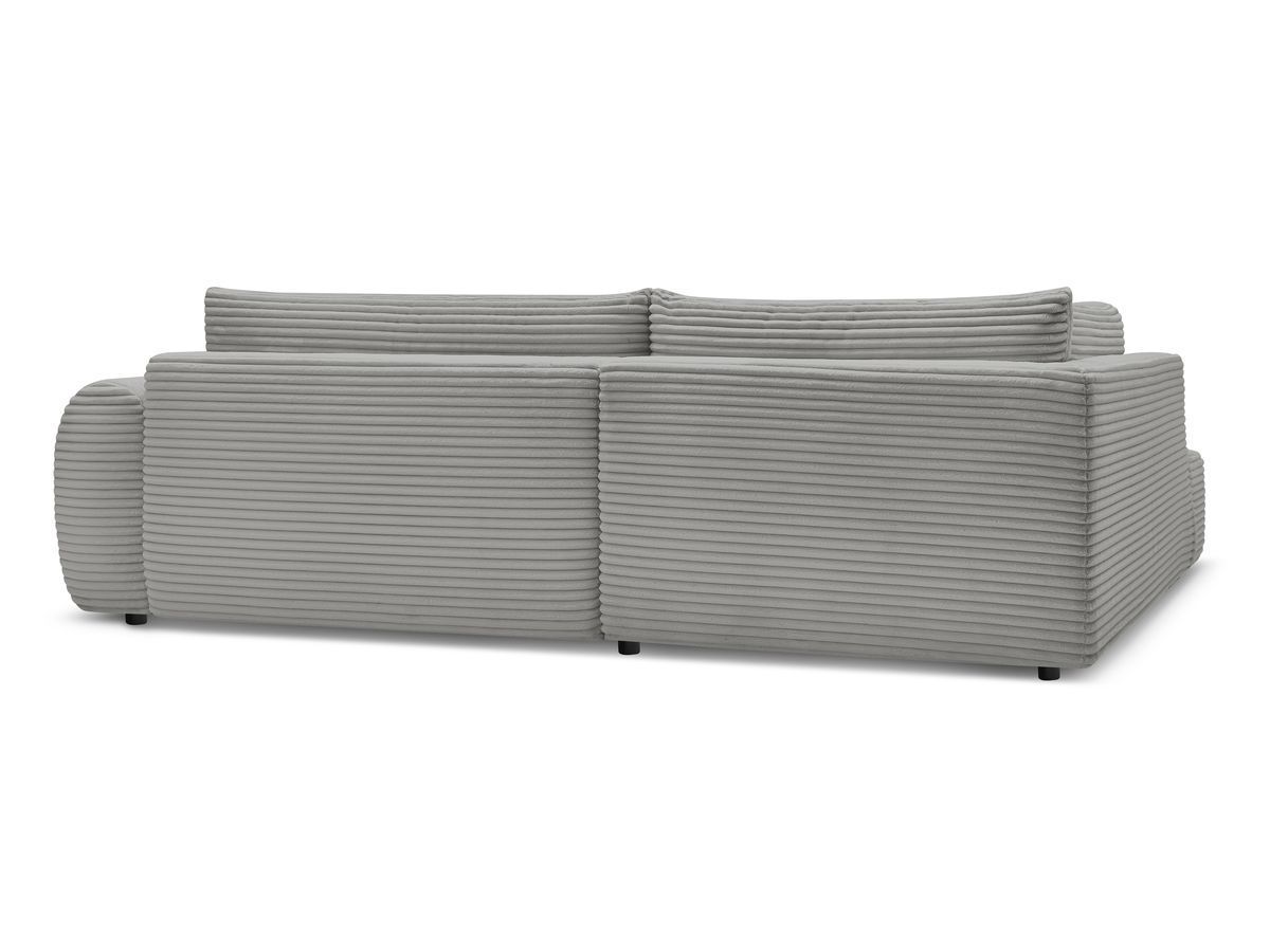 Canapé d'angle L convertible coffre LUCIEN gros côtelé doux avec pouf