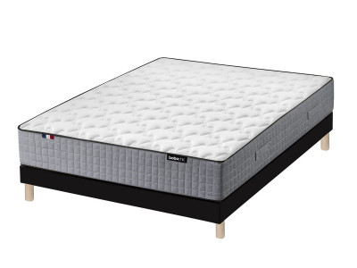 Ensemble matelas ZOE 26 cm 638 ressorts ensachés + sommier tapissier + pieds