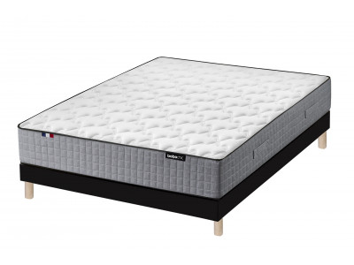 Ensemble matelas APOLLINE 24 cm 638 ressorts ensachés + sommier tapissier + pieds