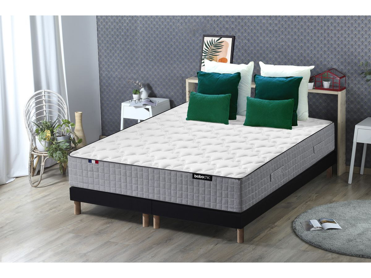 Ensemble matelas ZOE 26 cm 638 ressorts ensachés + sommier tapissier + pieds 180x200 BOBOCHIC Ensemble matelas ZOE 26 cm 638 ressorts ensachés + sommier tapissier + pieds 180x200 BOBOCHIC