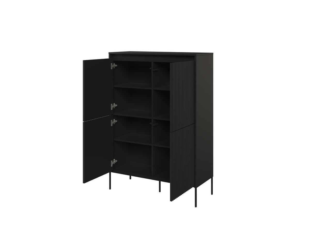 Ensemble LENARA avec buffet haut 100 cm + meuble TV 193 cm avec tasseaux et LED noir — vue 4