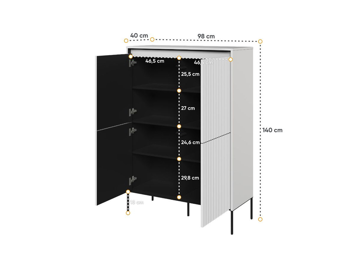 Ensemble LENARA avec buffet haut 100 cm + meuble TV 193 cm avec tasseaux et LED