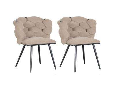 Lot de 2 chaises CHLOE tissu texturé et pieds métal noir