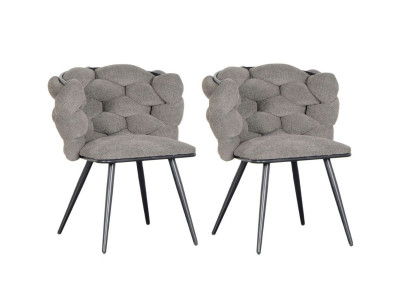 Lot de 2 chaises CHLOE tissu texturé et pieds métal noir