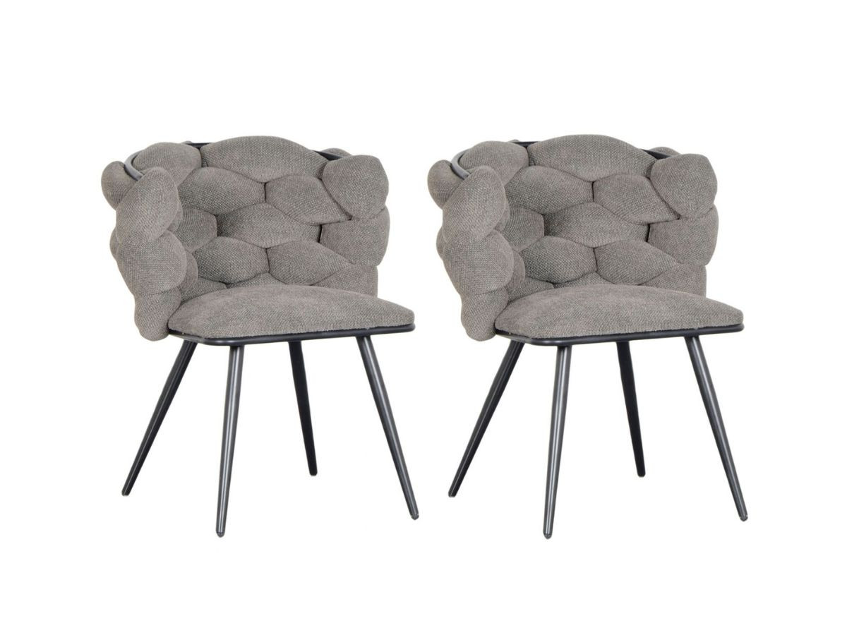Lot de 2 chaises CHLOE texturé et pieds métal noir gris foncé — vue 3