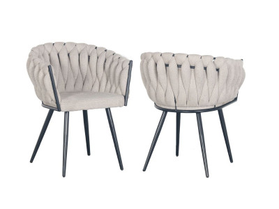 Lot de 2 fauteuils de table CHARLOTTE Tissu texturé