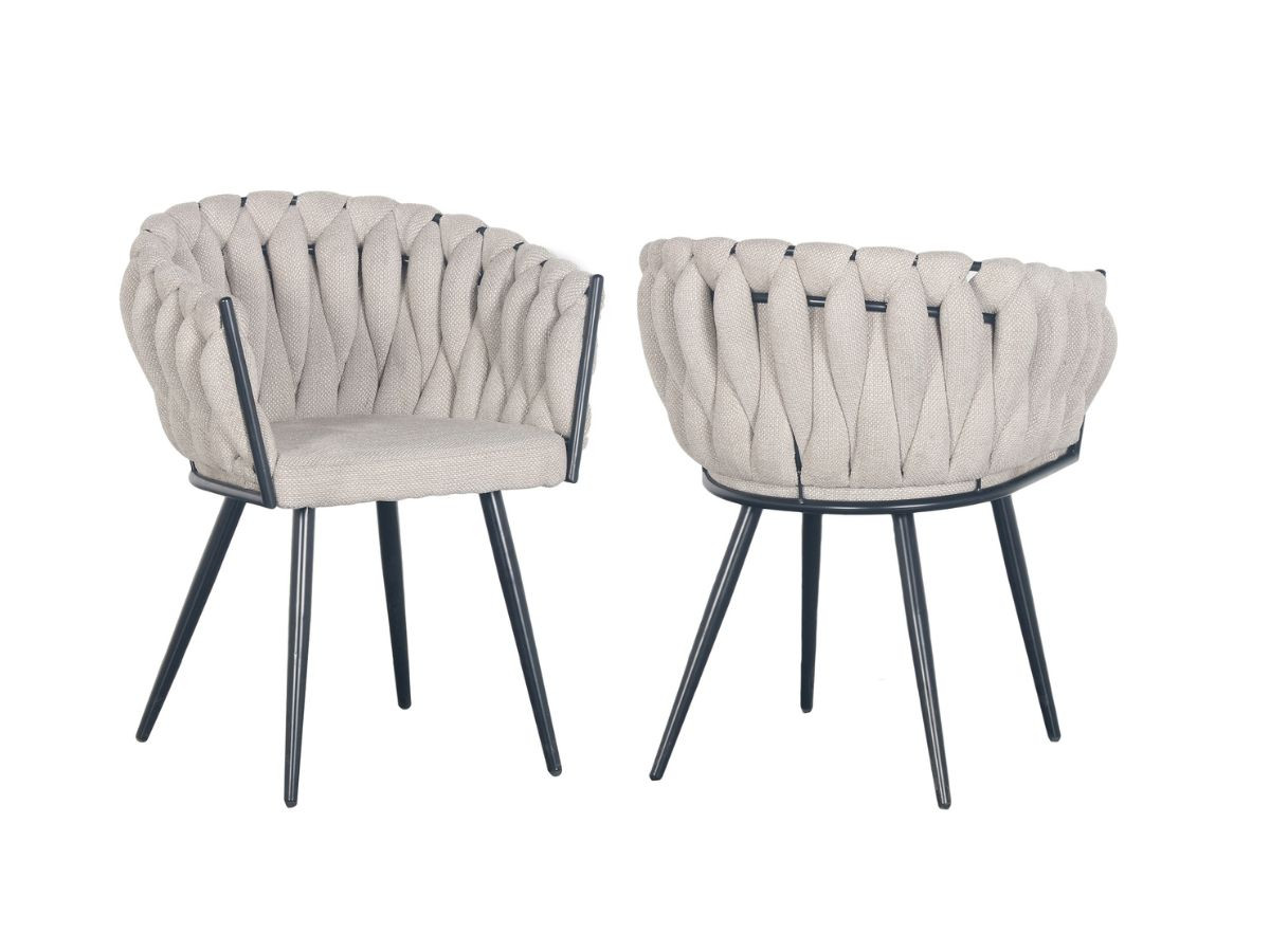 Set van 2 CHARLOTTE tafelstoelen met structuurstof
