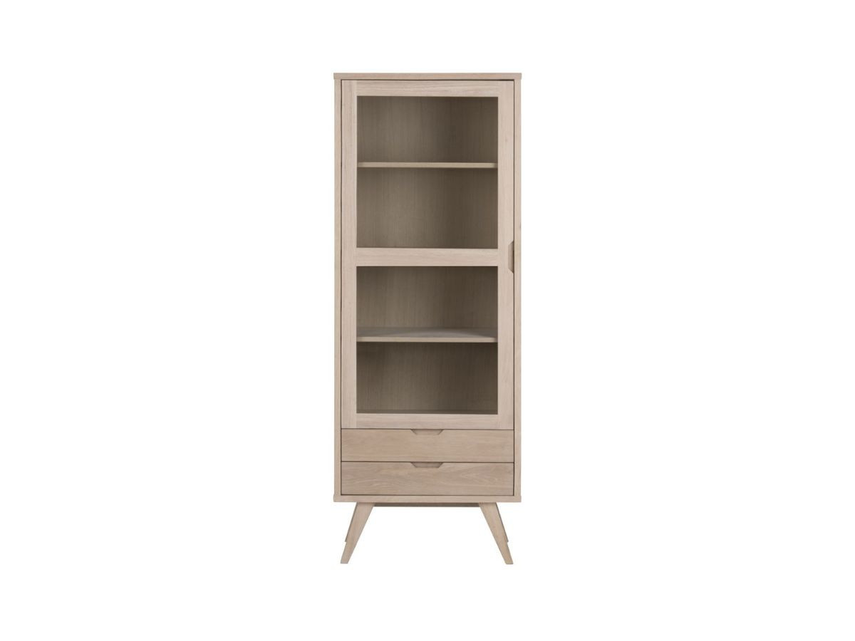 Rangement vitrine 1 porte H.190 cm NINA placage chêne massif