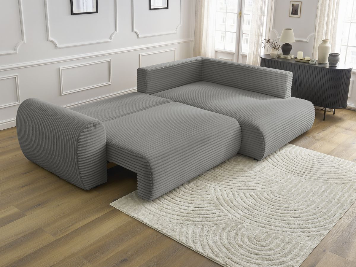 Canapé d'angle fixe EVEREST tissu chiné - Orange - Angle droit - 10 coussins