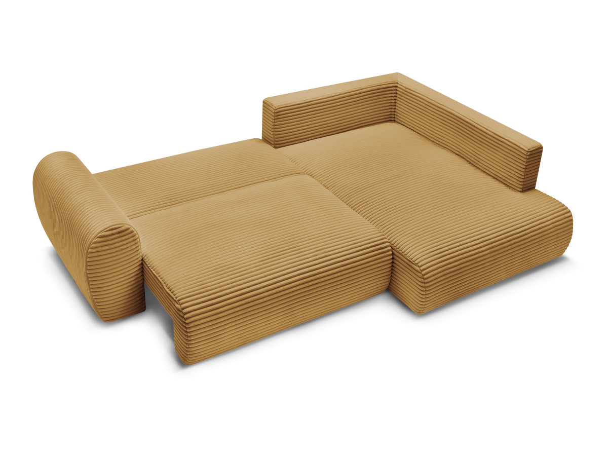 Canapé d'angle fixe EVEREST tissu chiné - Orange - Angle droit - 10 coussins