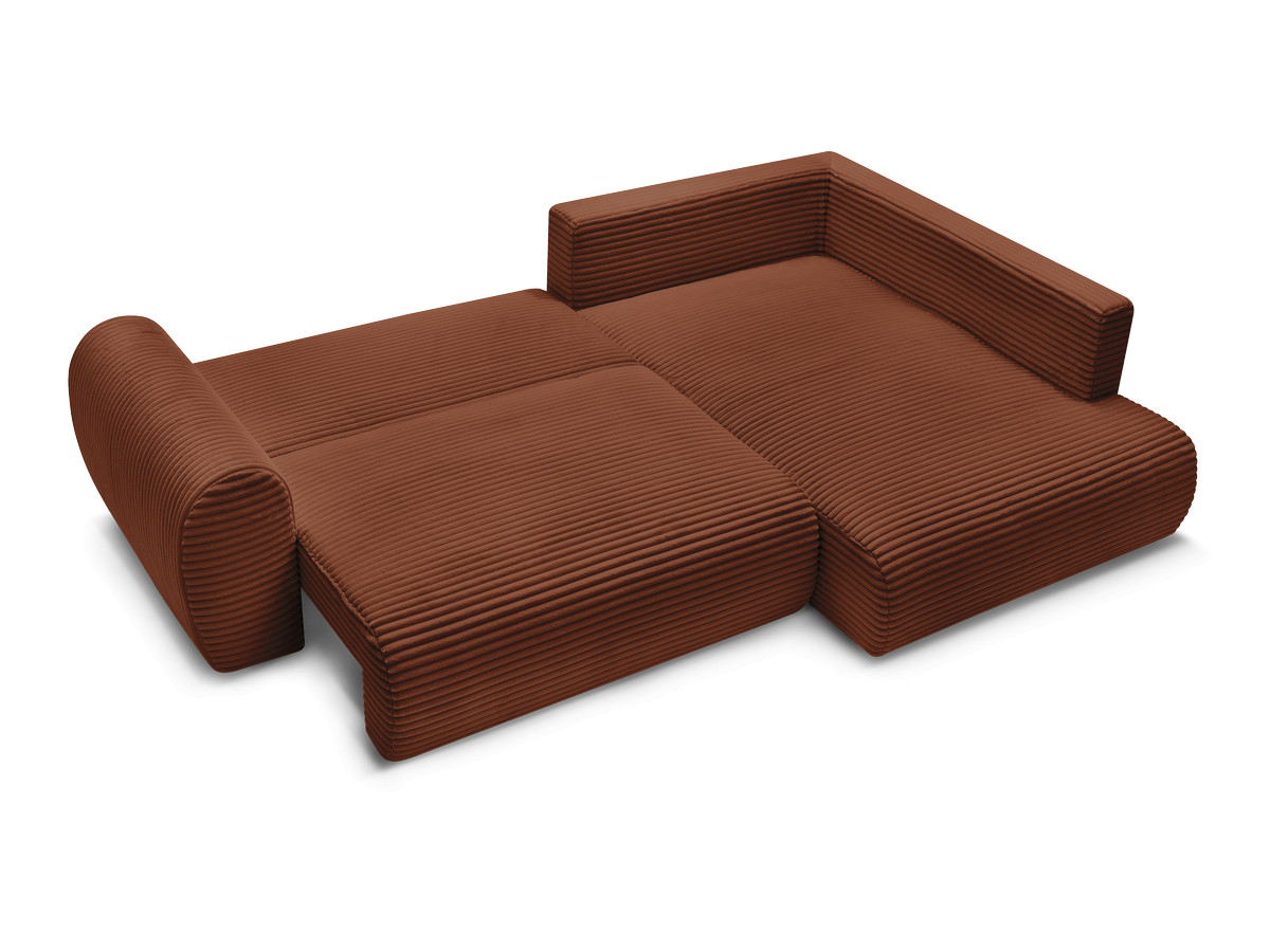 Canapé d'angle fixe EVEREST tissu chiné - Orange - Angle droit - 10 coussins