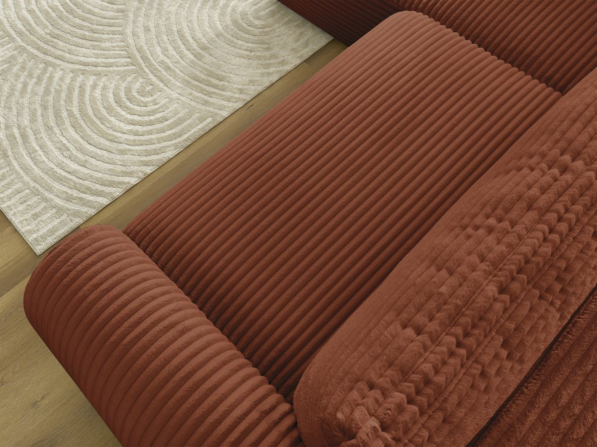 Canapé d'angle fixe EVEREST tissu chiné - Orange - Angle droit - 10 coussins