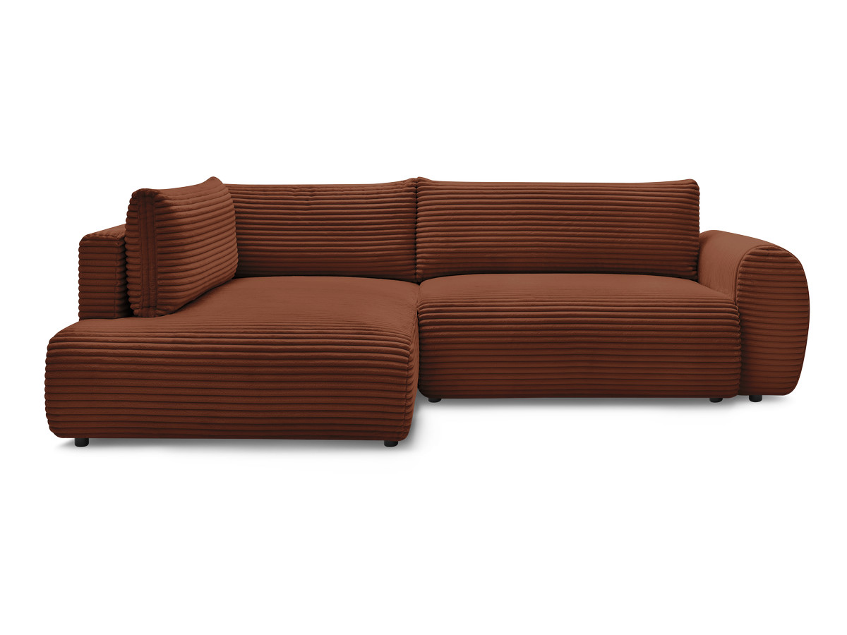 Canapé d'angle fixe EVEREST tissu chiné - Orange - Angle droit - 10 coussins