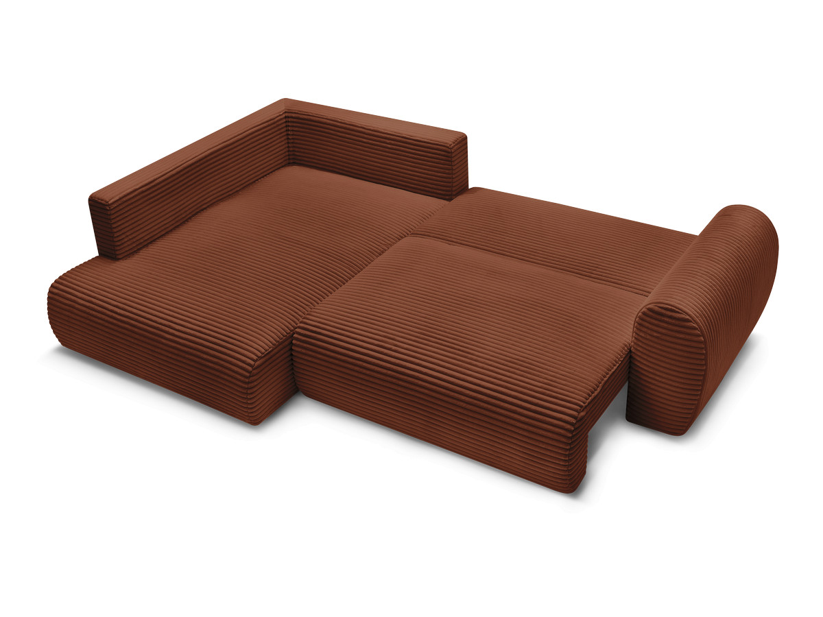 Canapé d'angle fixe EVEREST tissu chiné - Orange - Angle droit - 10 coussins