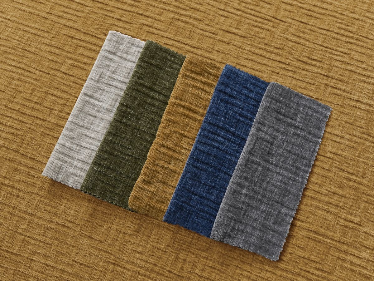 Canapé d'angle fixe EVEREST tissu chiné - Orange - Angle droit - 10 coussins