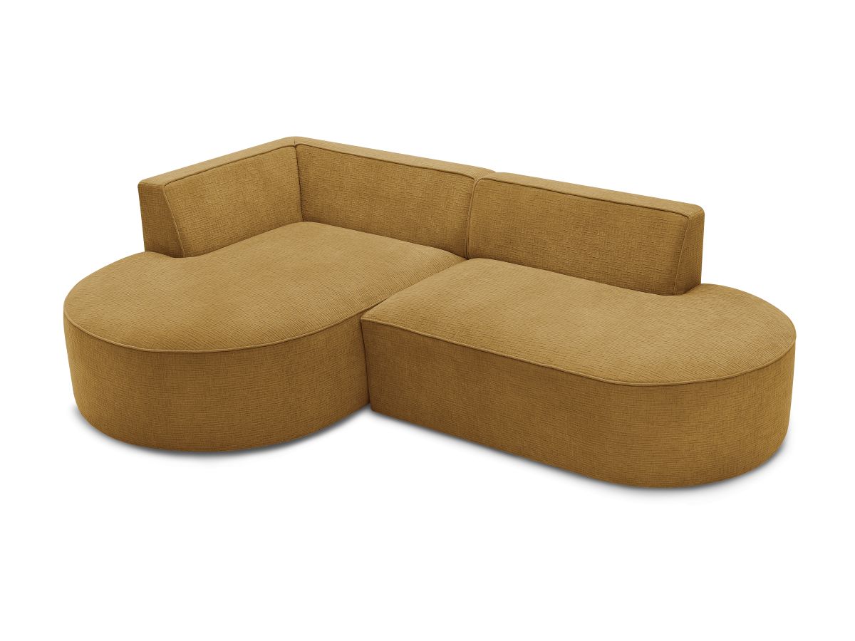 Canapé d'angle fixe EVEREST tissu chiné - Orange - Angle droit - 10 coussins