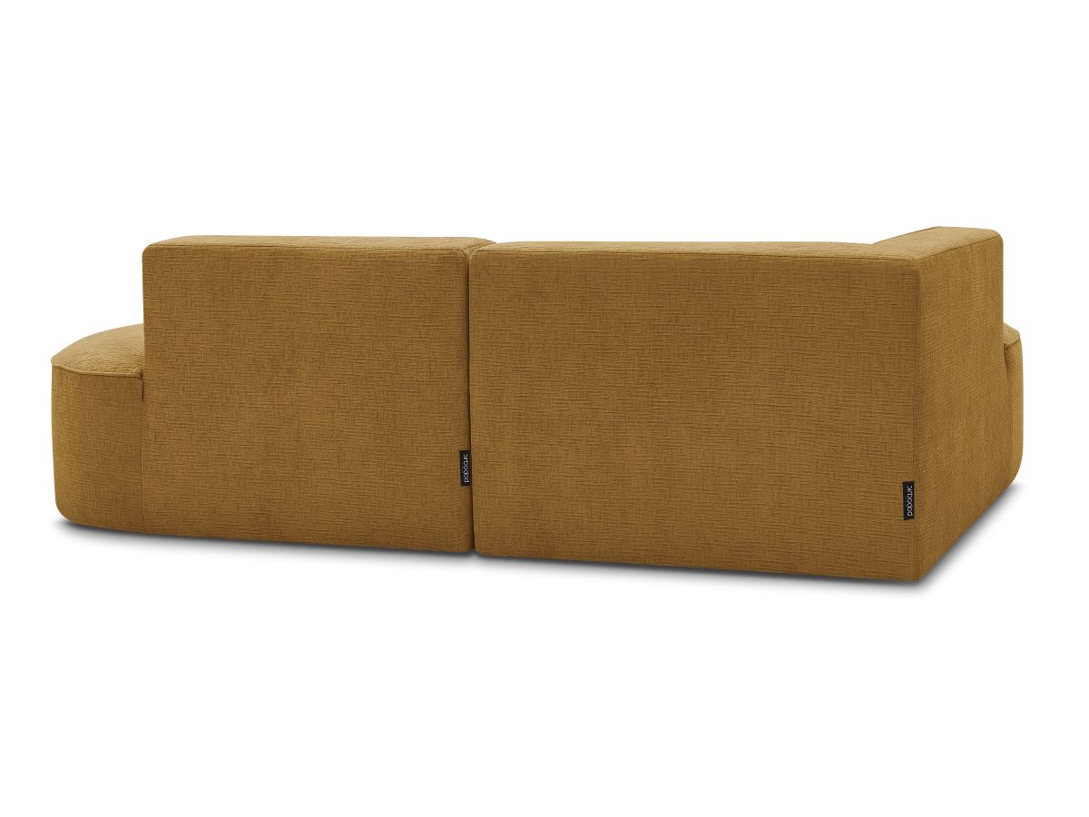 Canapé d'angle fixe EVEREST tissu chiné - Orange - Angle droit - 10 coussins