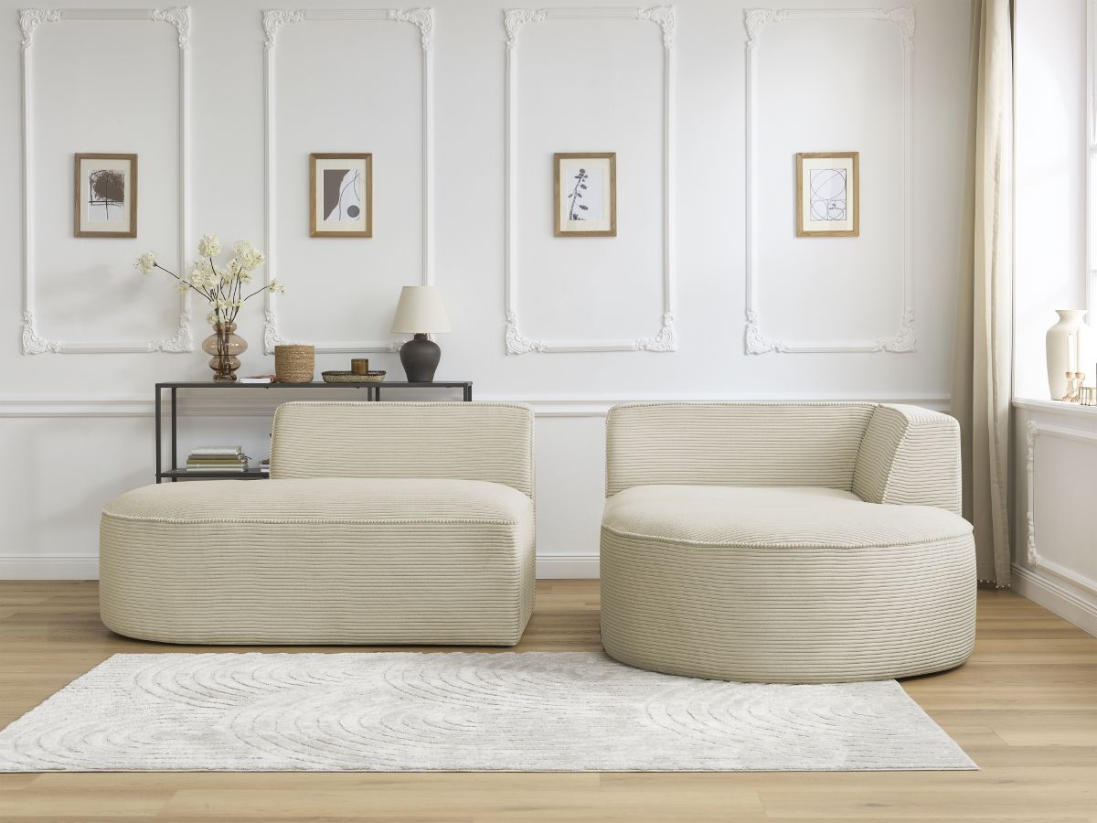 ROUSSEAU vaste hoekbank in corduroy