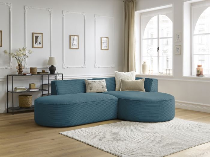 Canapé d'angle fixe ROUSSEAU velours côtelé