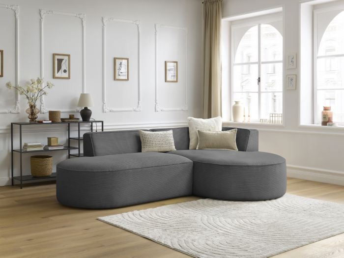 Canapé d'angle fixe ROUSSEAU velours côtelé