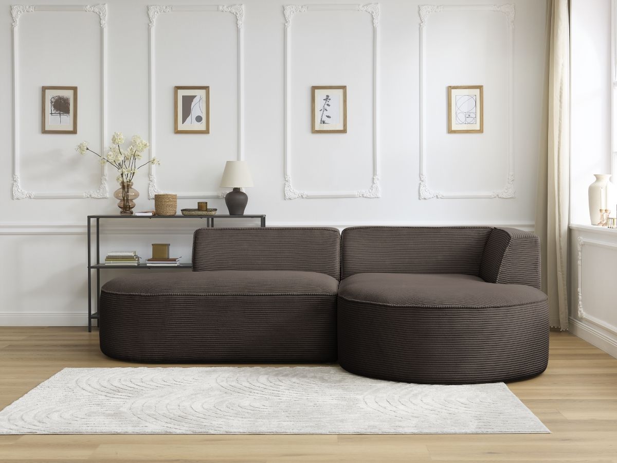 Canapé d'angle ROUSSEAU velours côtelé marron — vue 5