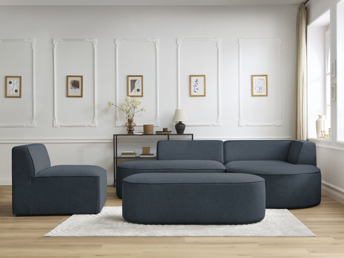 Canapé d'angle modulable ROUSSEAU chiné bleu foncé — vue 5