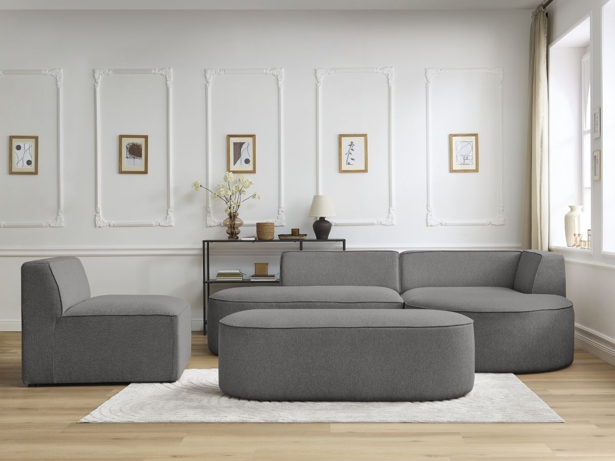 Canapé d'angle modulable ROUSSEAU chiné gris foncé — vue 5